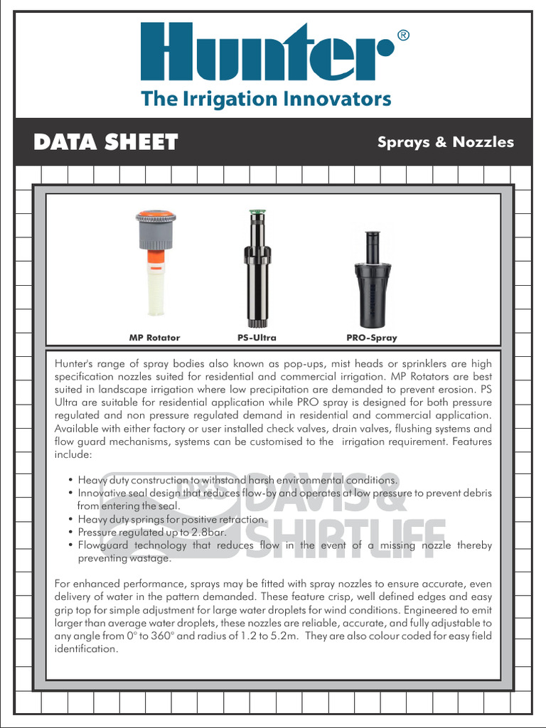 Hunter MP Rotator Nozzle Overview | PDF | Irrigation | Valve