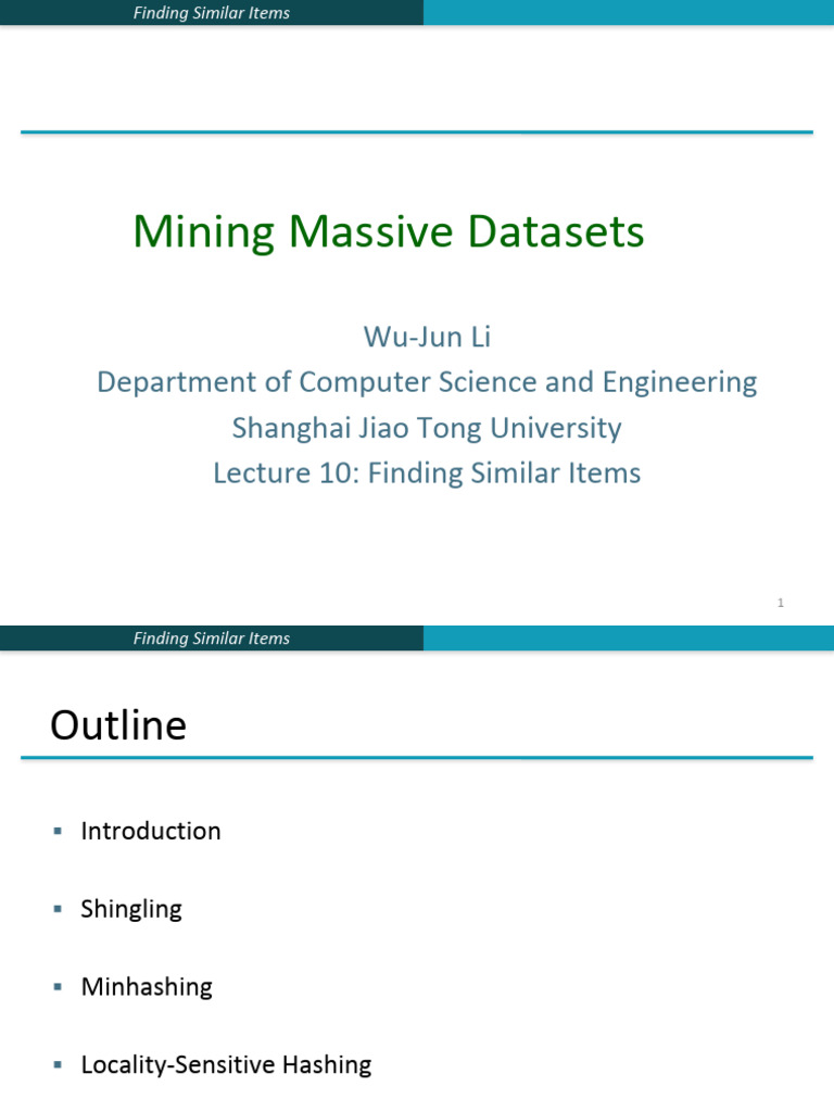 Finding Similar Items in Datasets | PDF | Algorithms And Data ...
