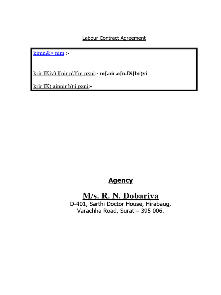 Labour Contract Names