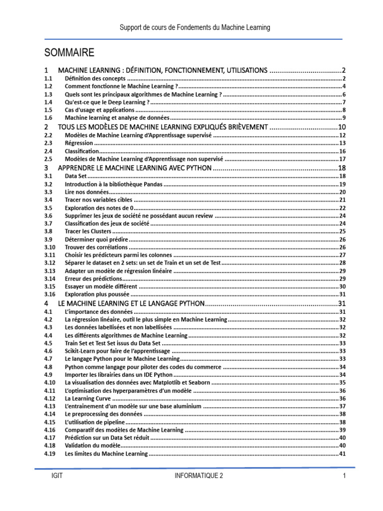 Fondements du Machine Learning | PDF | Apprentissage automatique ...