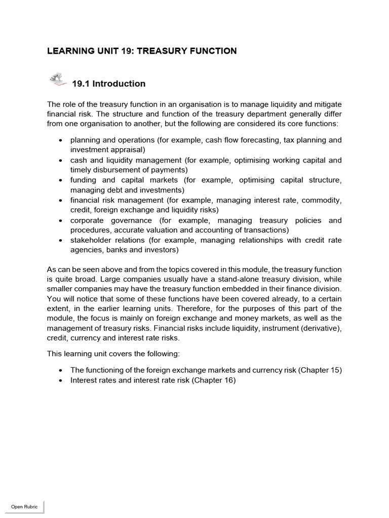 Treasury Function and Risk Management | PDF | Financial Risk | Hedge ...