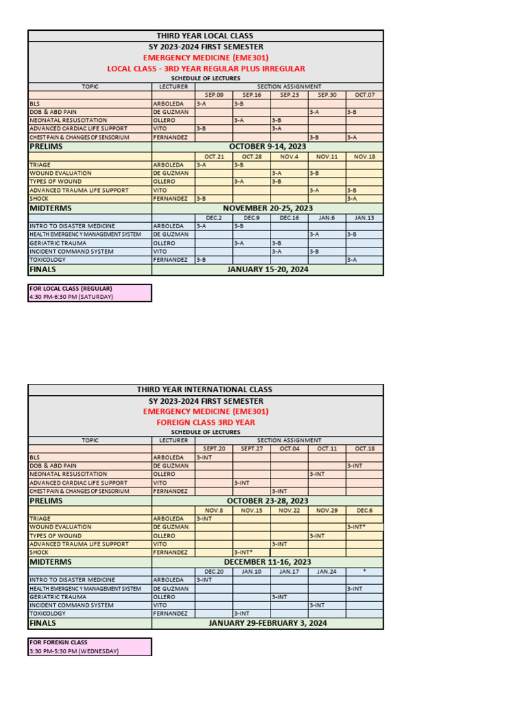 eme-301-sy-2023-2024-1st-sem-schedule-version-6-pdf-first-aid