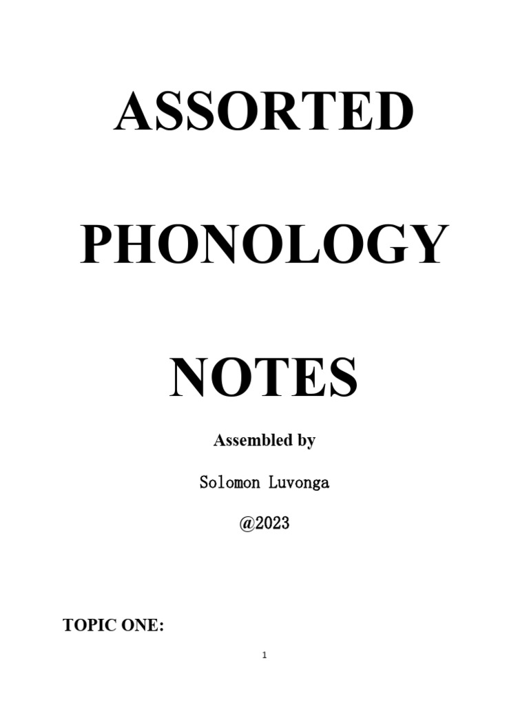 Notes Phonology | PDF | Phoneme | Syllable