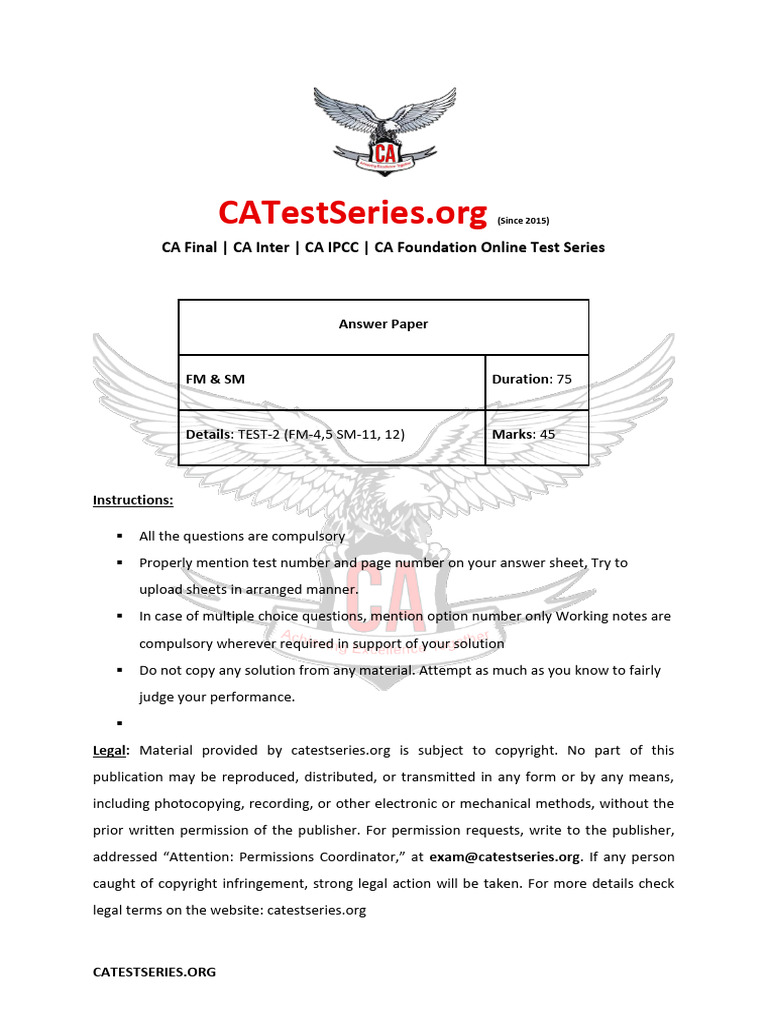 CA Final - CA Inter - CA IPCC - CA Foundation Online Test Series | PDF ...