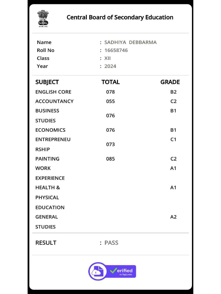 Sadiya Marksheet | PDF