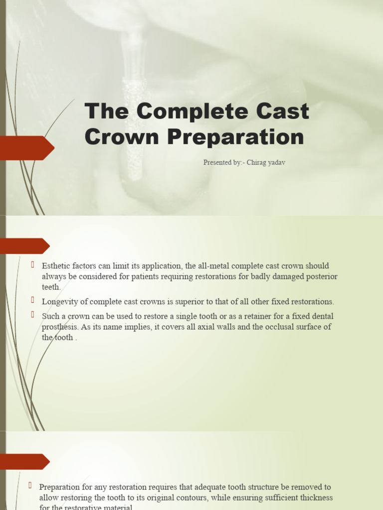 Complete Cast Crown Preparation Guide | PDF | Tooth | Mouth