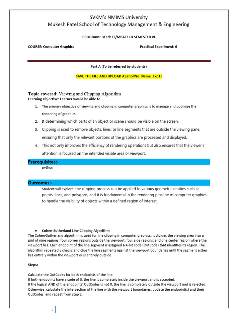 I017 CG Lab6 | PDF | Rendering (Computer Graphics) | Algorithms