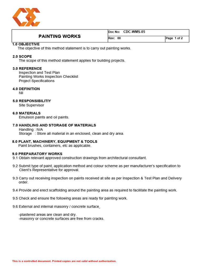 Painting Works Inspection Methodology | PDF | Paint | Paintings