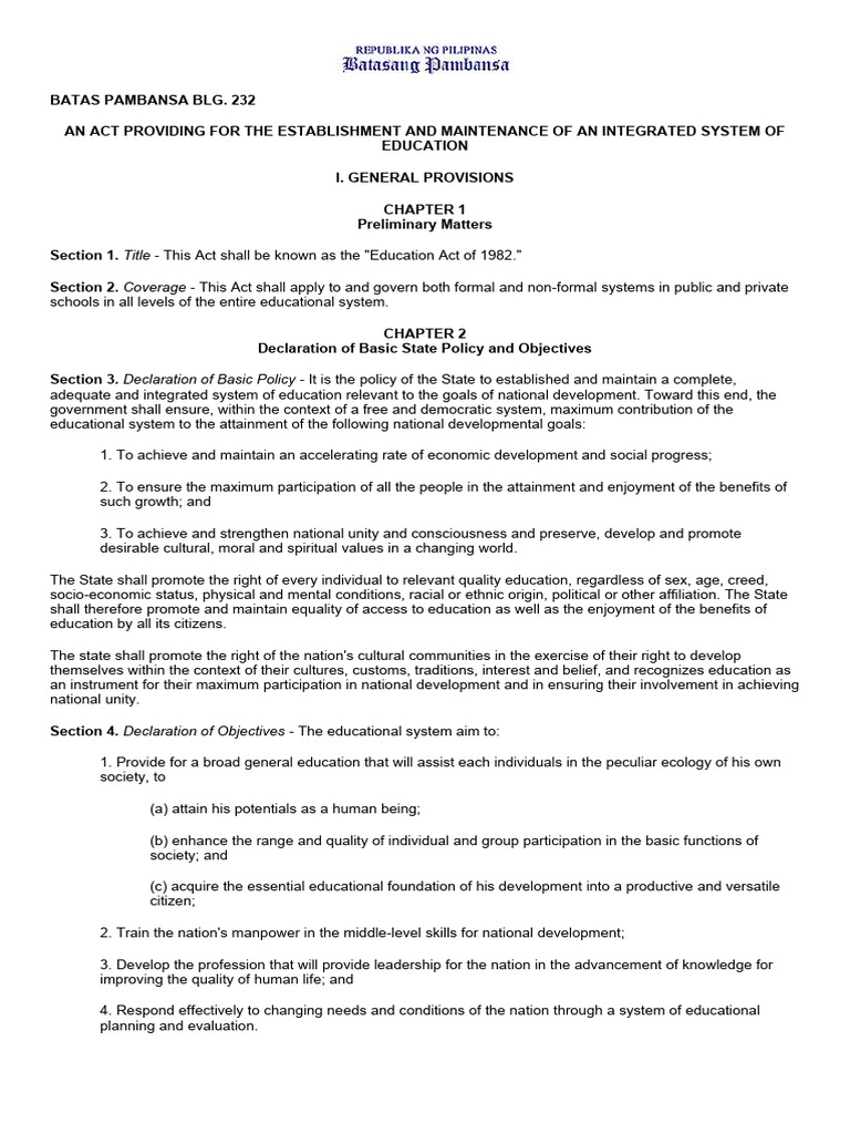 Batas Pambansa BLG | PDF | Teachers | Secondary Education
