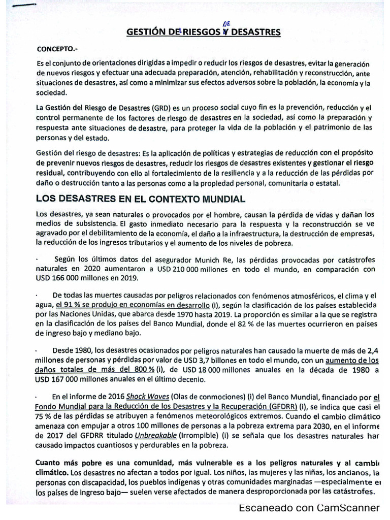 Clase 01 Gestion Del Riesgo de Desastre | PDF