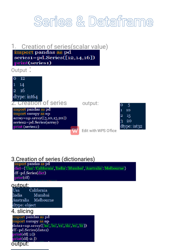 DataFrame and Series Operations Guide | PDF