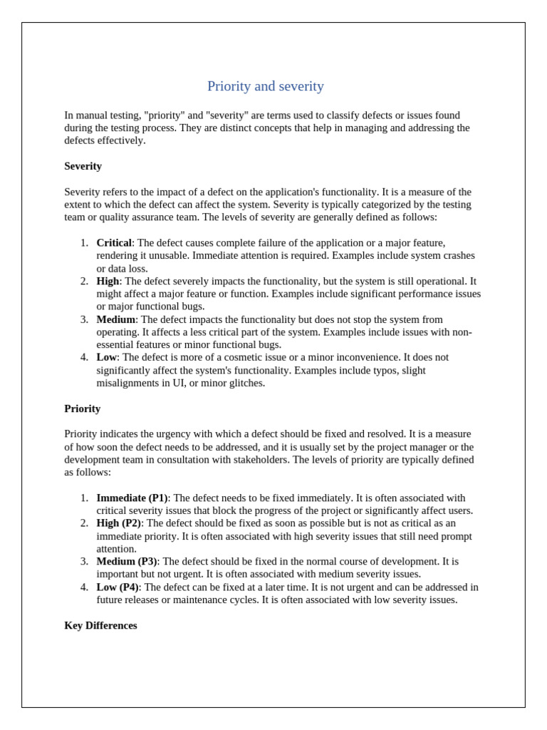 Priority and Severity - 58921265 | PDF | Software Bug | Business