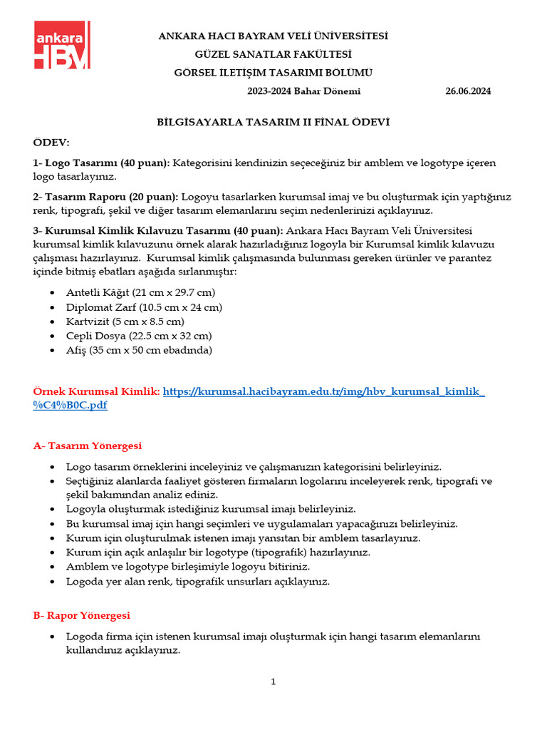 Bilgisayarla Tasarm Ii Final Odevi 2023 2024 Bahar Ahbv Pdf