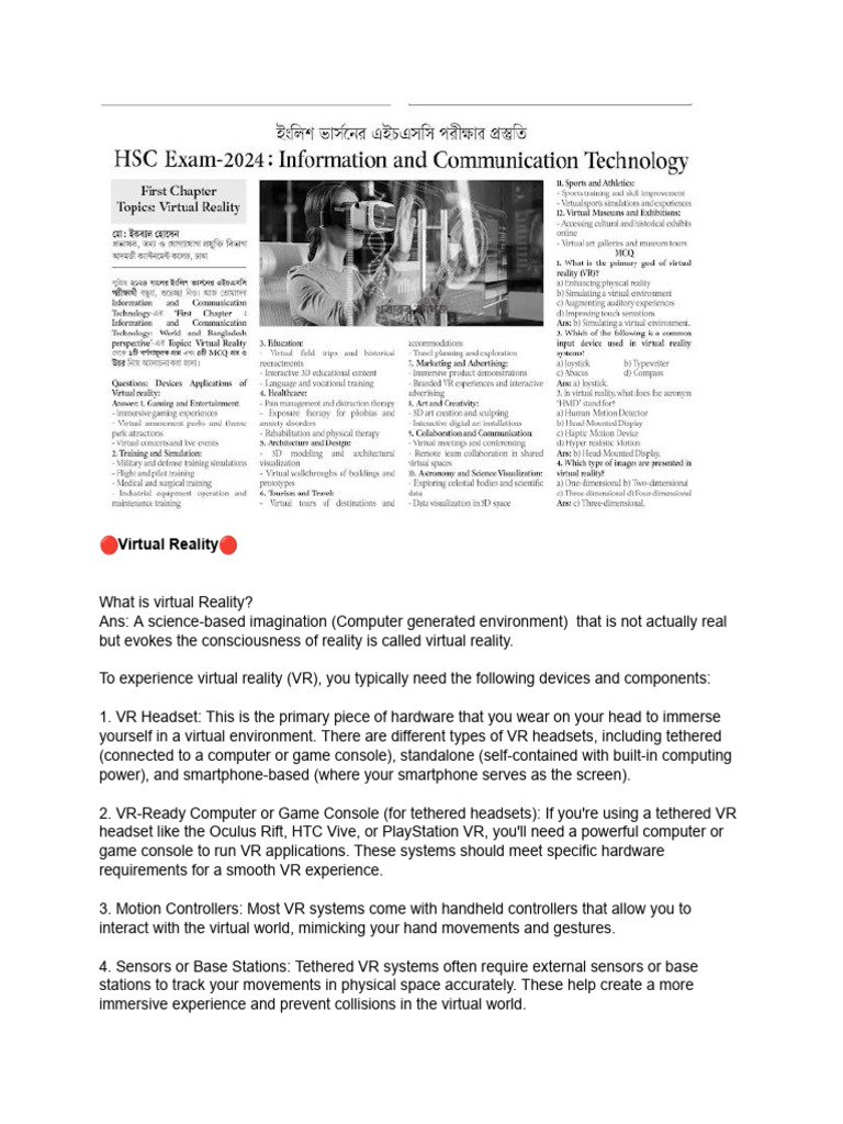 Virtual Reality Pdf Virtual Reality