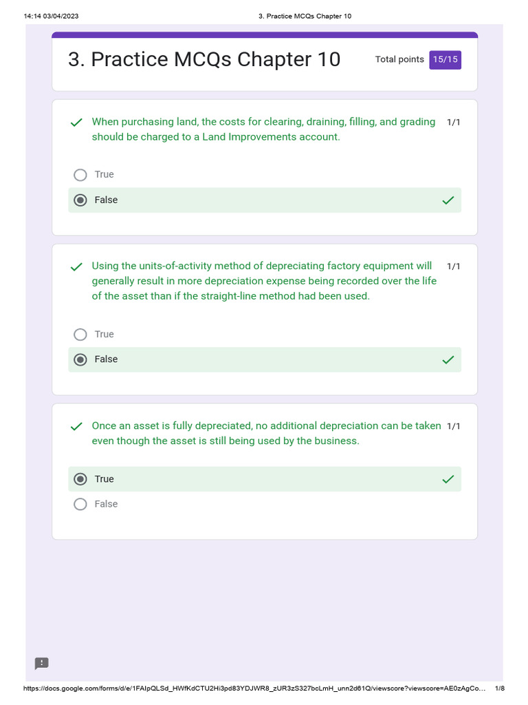 Practice MCQs Chapter 10 | PDF | Depreciation | Economies