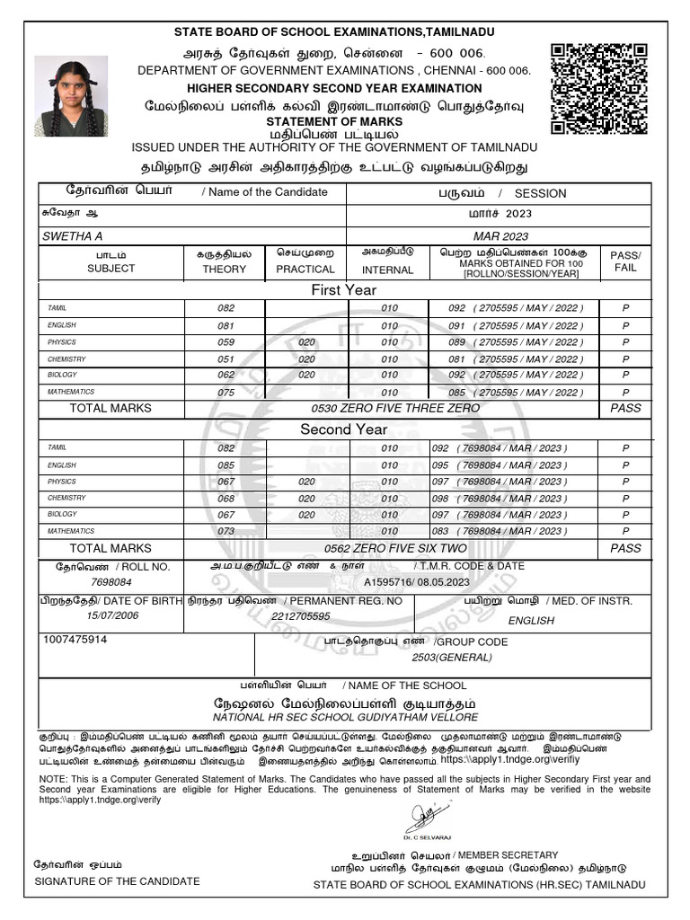 7698084-1-MAR Provisional Marksheet | PDF