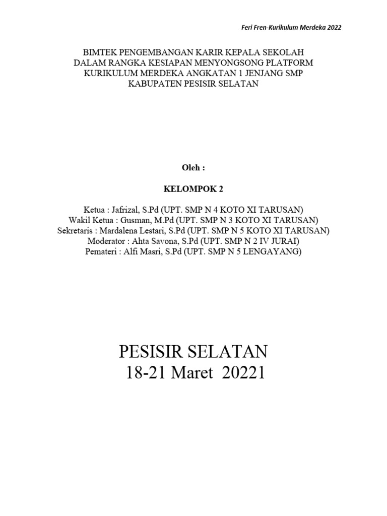 Bimtek Kurikulum Merdeka SMP 2022 | PDF