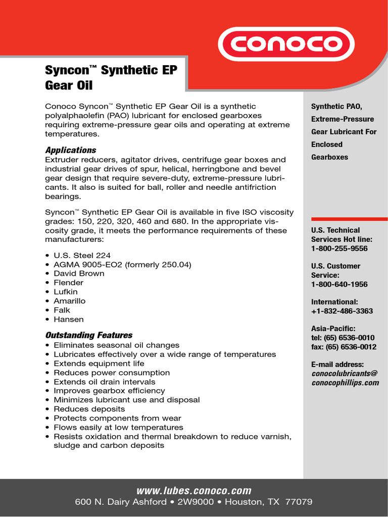 Syncon Syn EPGear Oil | PDF | Gear | Motor Oil