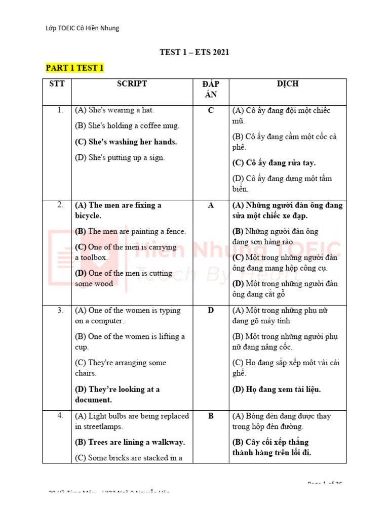 Toeic Test 1 | PDF