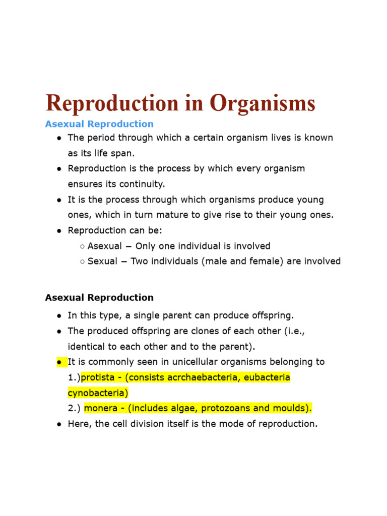 Asexual and Sexual Reproduction Guide | PDF | Fertilisation | Sexual ...