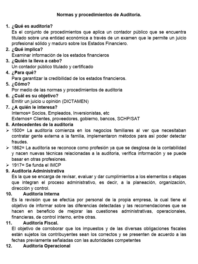 Normas y Procedimientos de Auditoría | PDF | Auditoría | Economias