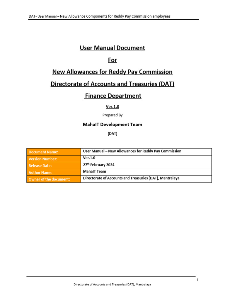 Reddy Pay Commission Allowance Manual | PDF | Payroll | Arrears