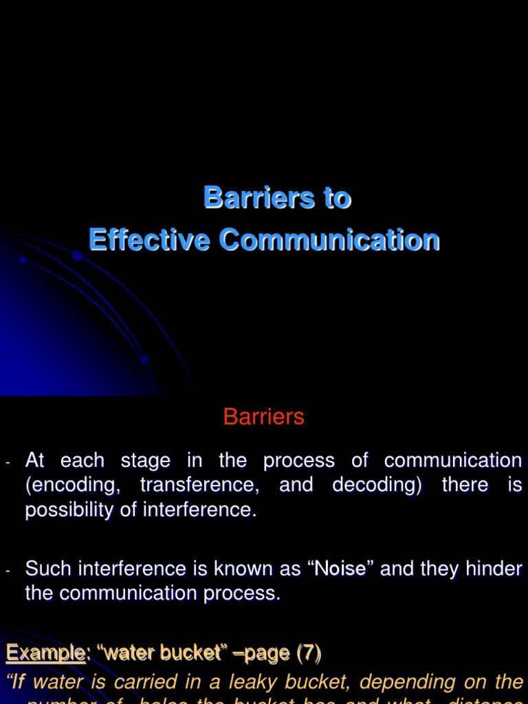 Barriers To Effective Communication PDF Communication Information