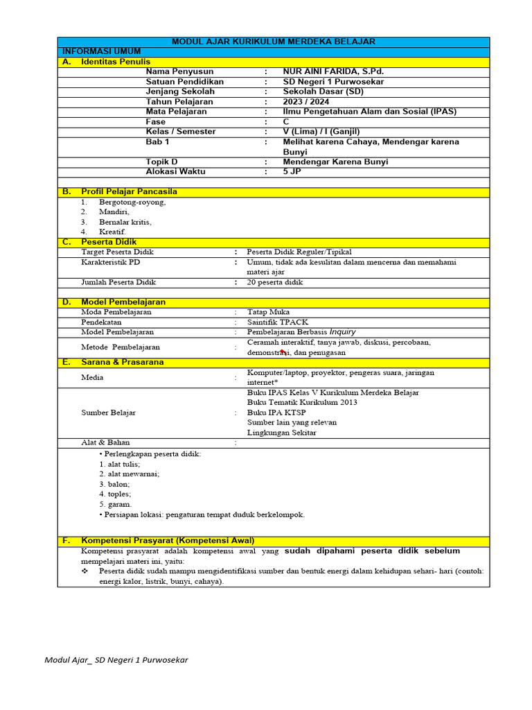 Modul Ajar IPAS Kelas 5: Magnet | PDF | Karier & Perkembangan | Seni ...