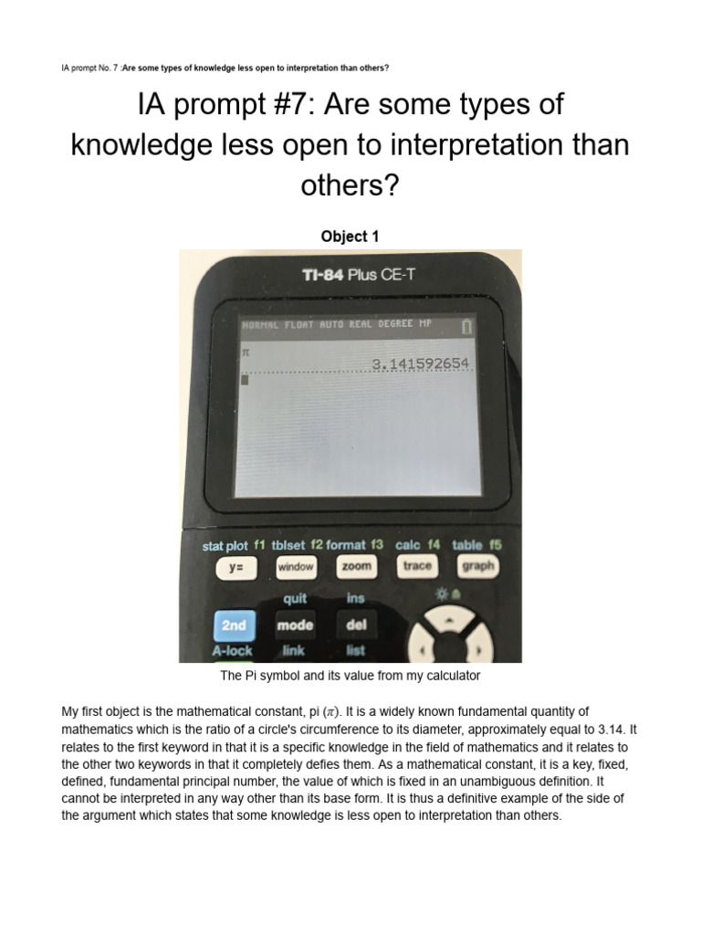 TOK Exhibition Final - Liam Rattray | PDF | Mathematics | Pi