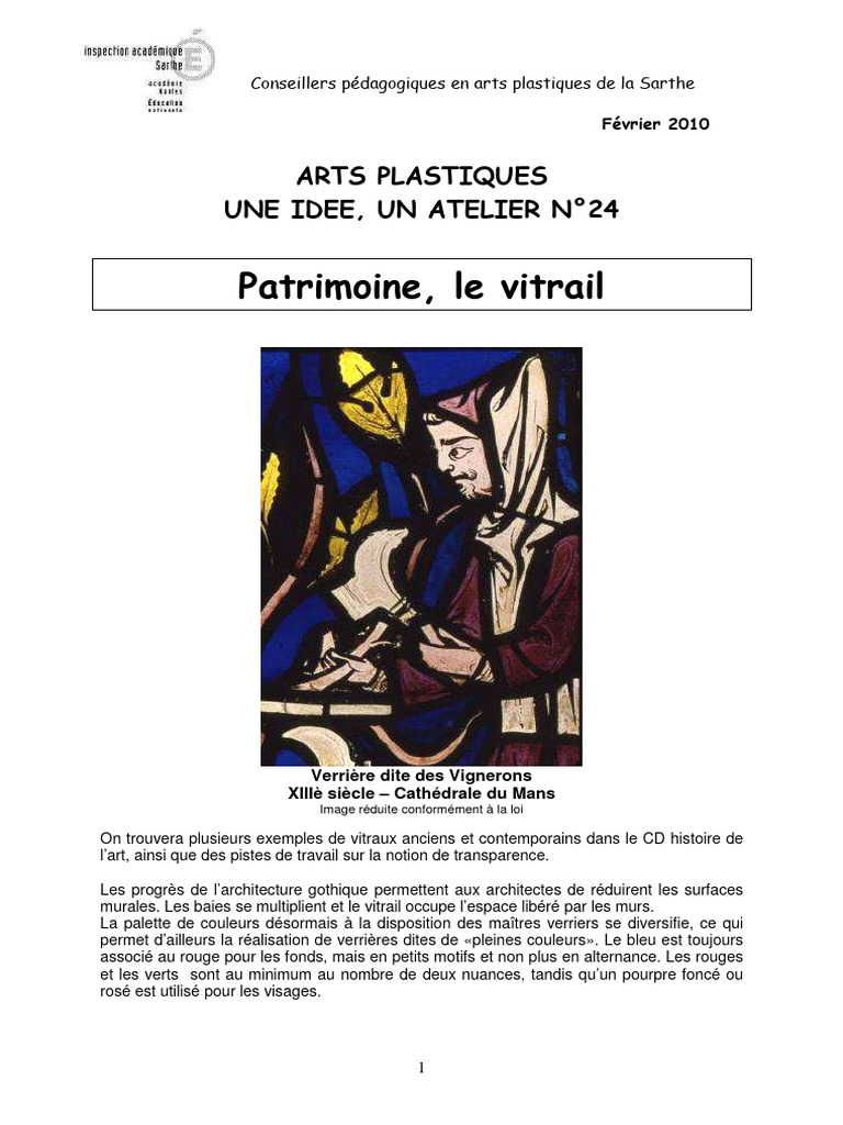 Atelier Vitrail pour Cycle 3 | PDF | Techniques artistiques | Arts ...