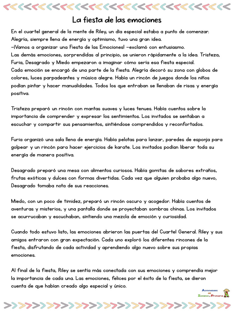 Cuento La Fiesta de Las Emociones | PDF | Las emociones | Derechos de autor, image size:768x1024