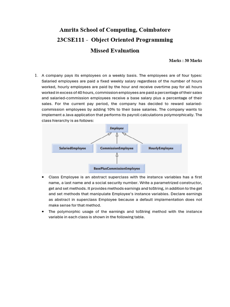 Missed Evaluation | PDF | Method (Computer Programming) | Constructor ...