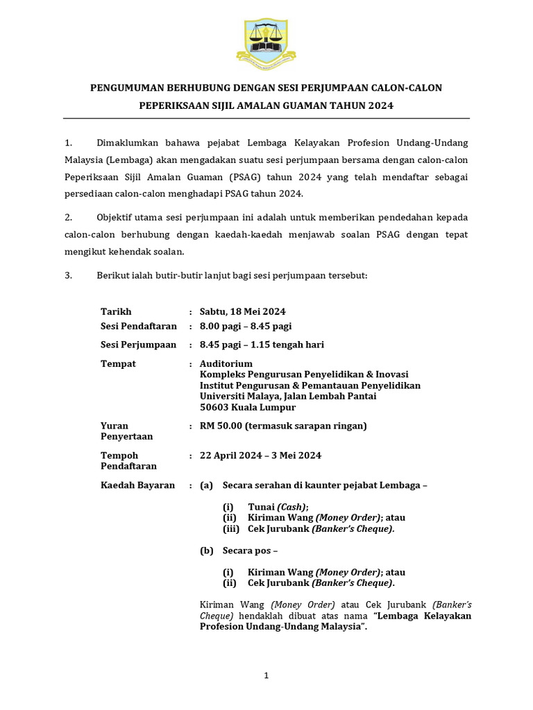 Sesi Perjumpaan Calon PSAG 2024 | PDF | Hukum
