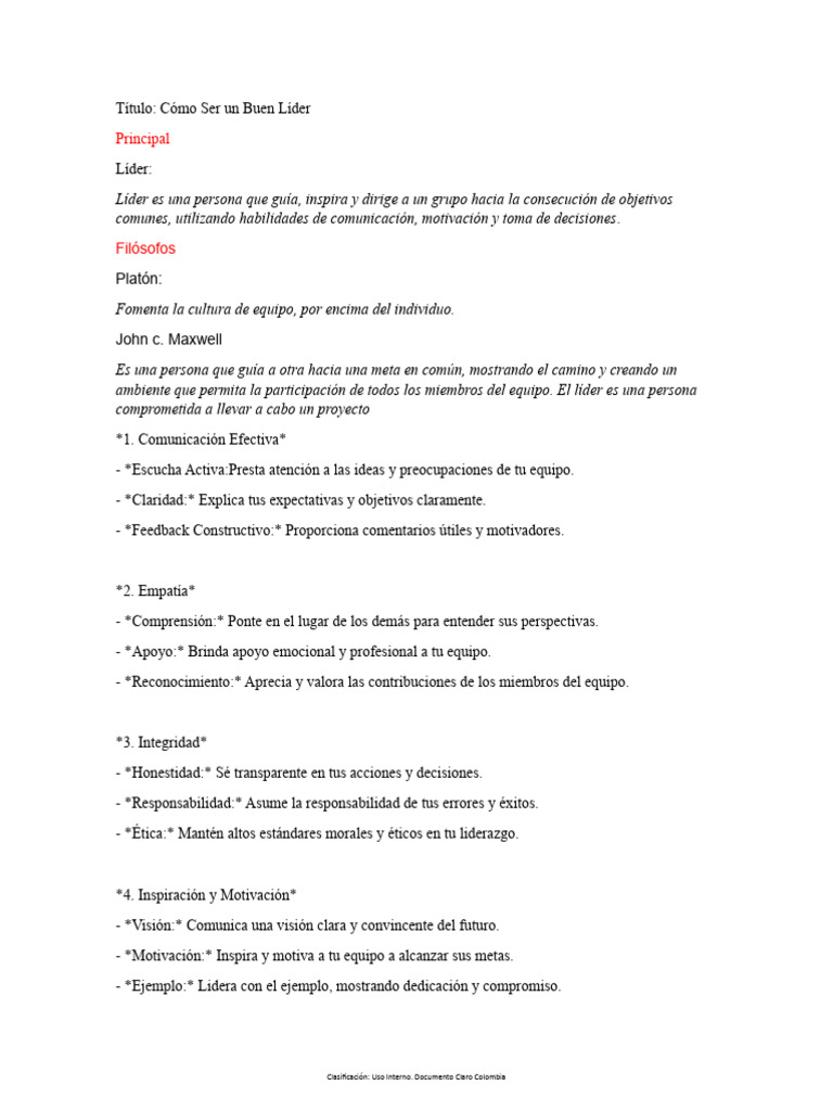 Claves para Ser un Buen Líder | PDF | Liderazgo | Toma de decisiones