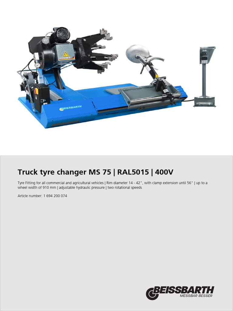 Truck Tyre Changer MS 75 | PDF | Tire | Vehicle Parts
