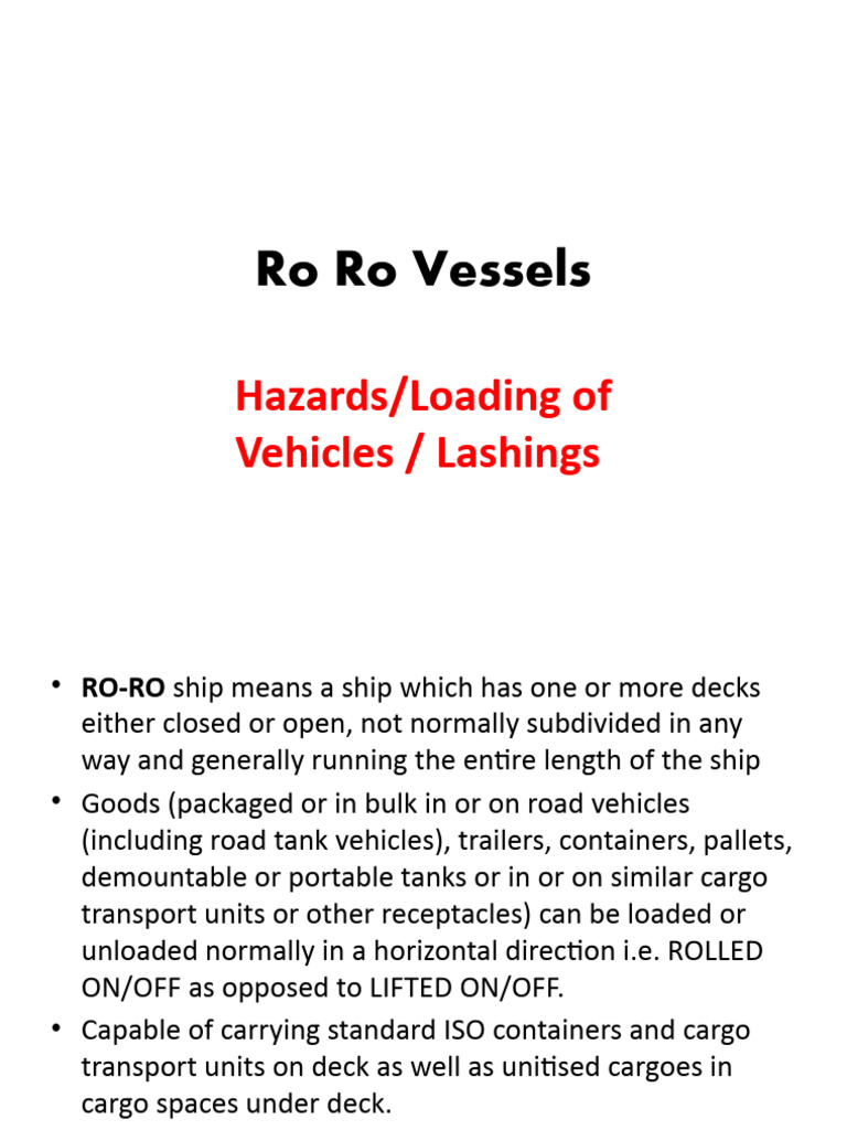 Ro-Ro Vessel Lashing Guidelines | PDF | Ships | Vehicles