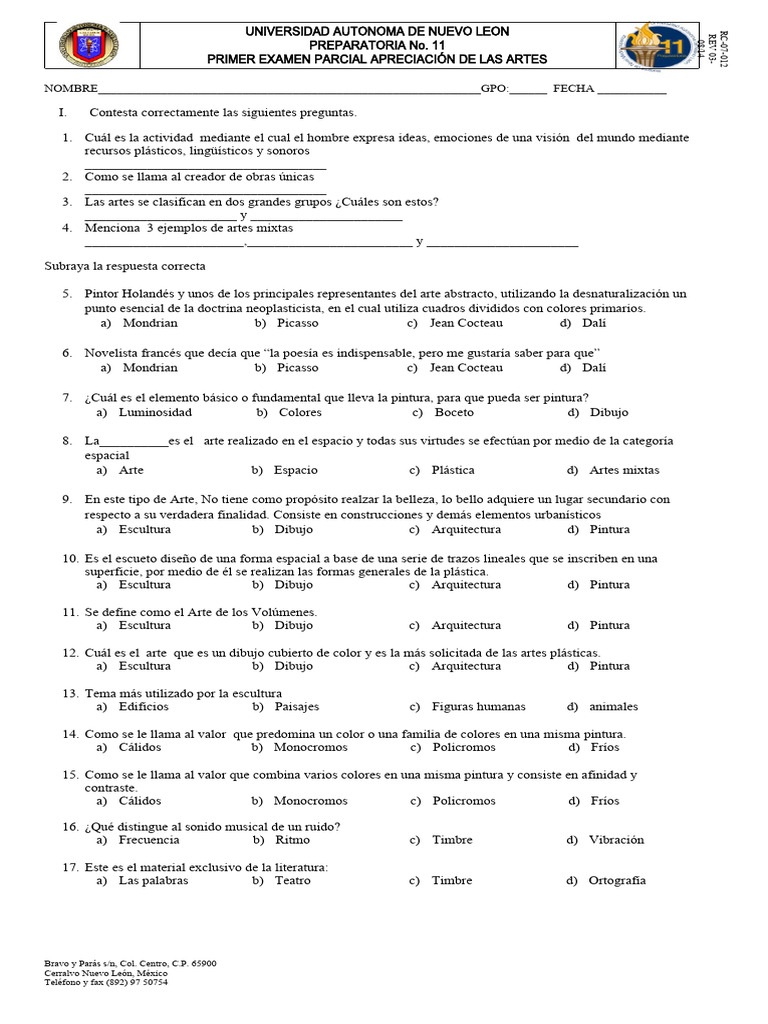 1ex parcial artes actual pdf instrumentos musicales trompeta