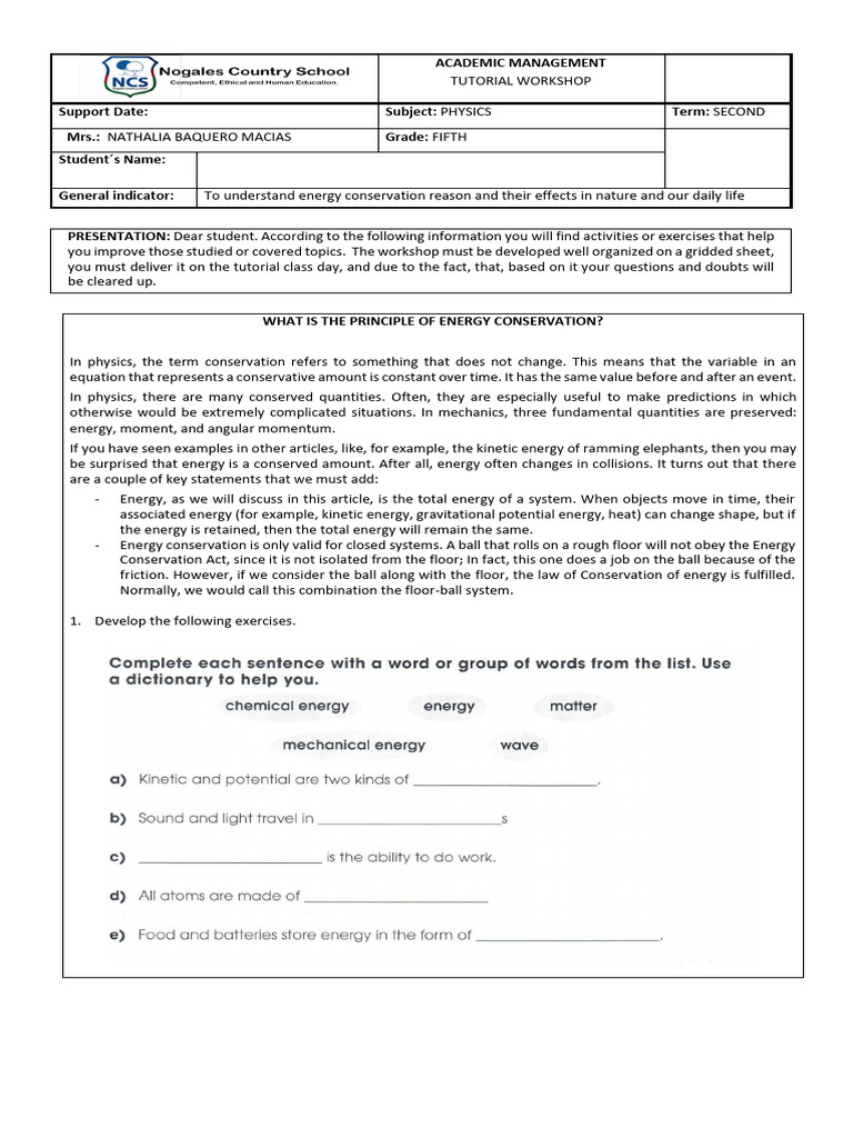 Energy Conservation Workshop for Students | PDF | Momentum | Physics