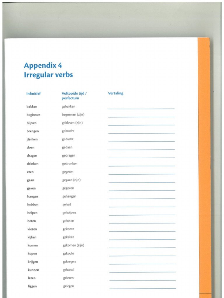 Deel 1 - Appendix 4 Irregular Verbs p143-p144 | PDF