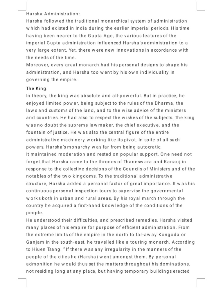Harsha administration pdf self improvement