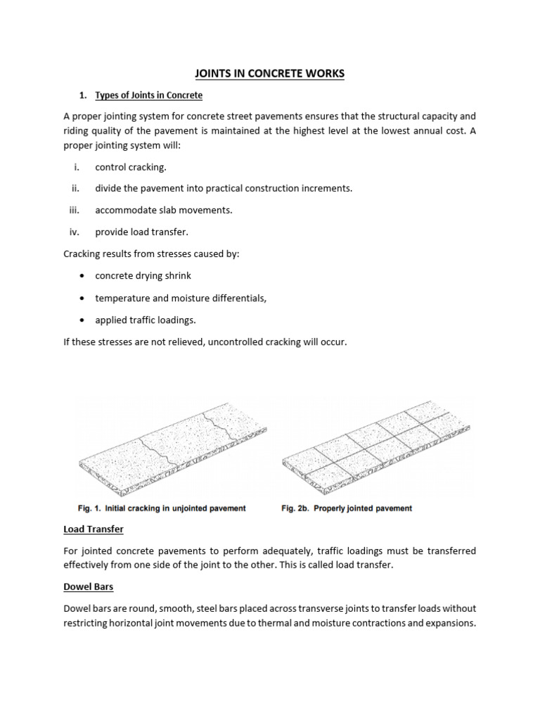 Types and Functions of Concrete Joints | PDF | Concrete | Road Surface
