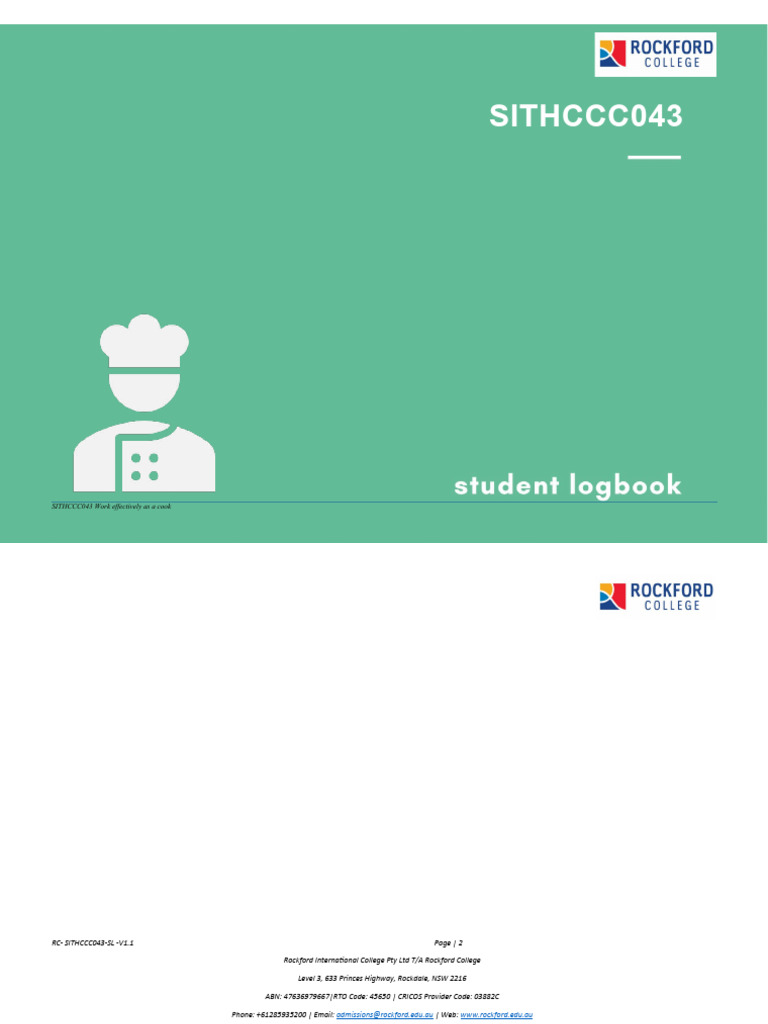 SITHCCC043 Cook Logbook Guide | PDF | Menu | Hors D'oeuvre