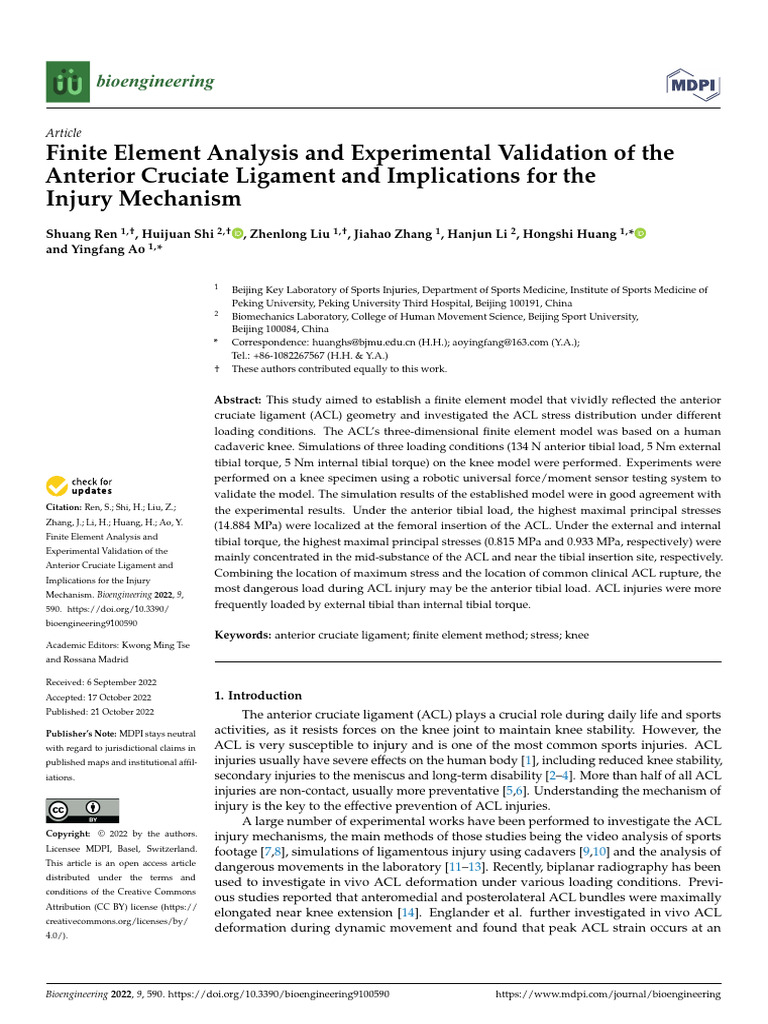 Finite Element Analysis and Experimental Validatio | PDF | Knee ...