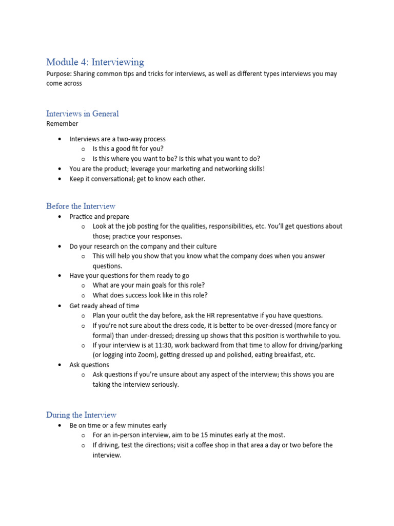 Prospect Module 4 - The Interview-1 | PDF | Job Interview | Human ...