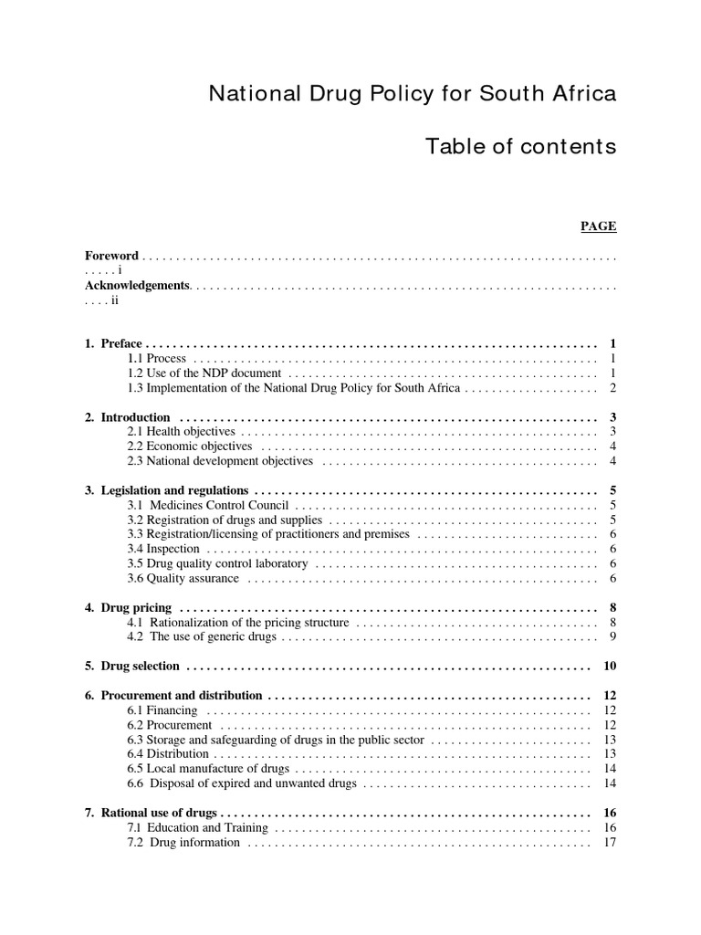 National Drug Policy For South Africa Pdf Pharmacy Pharmacist