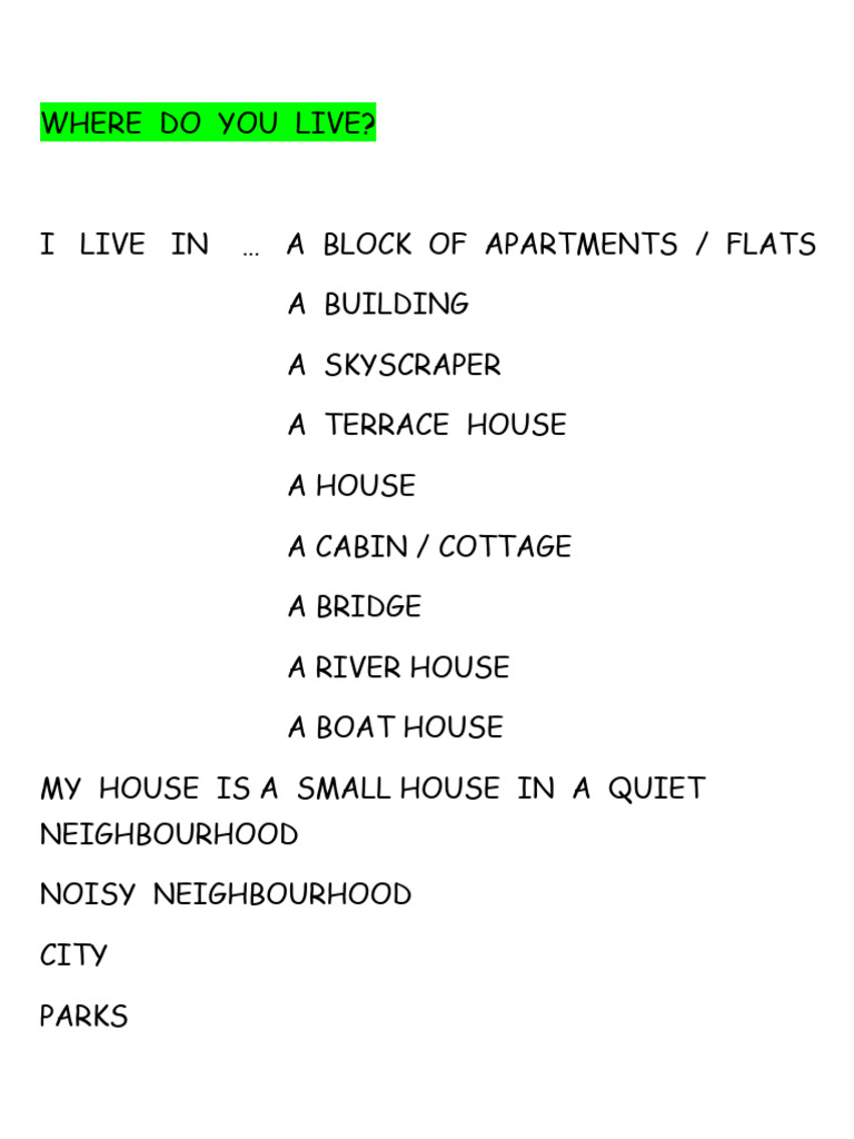 Living Arrangements and Addresses | PDF