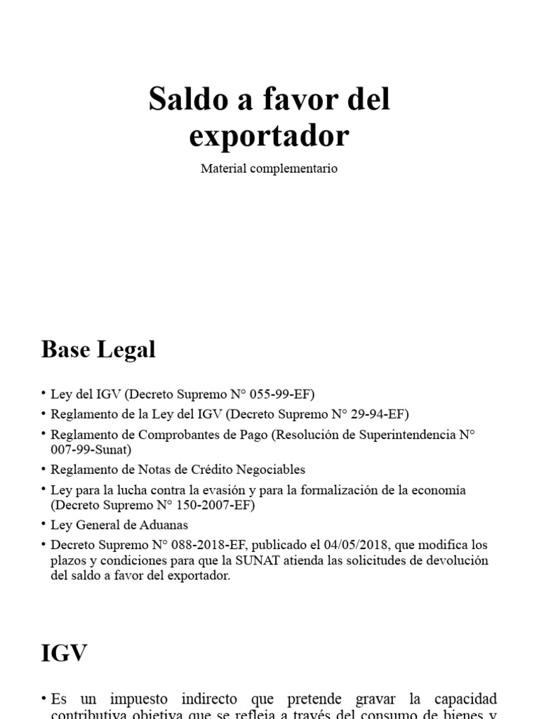 Saldo A Favor Del Exportador | PDF | Impuestos | Pagos