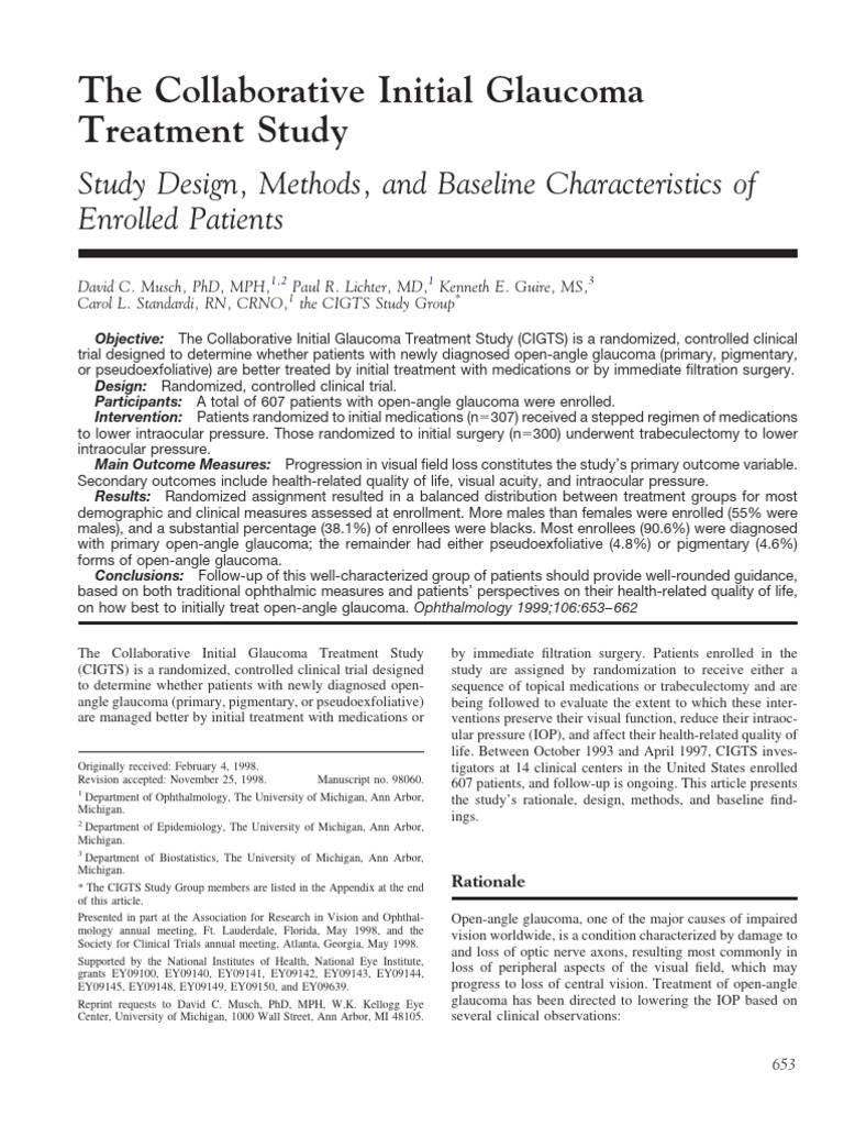 Glaucoma Treatment Study Insights | PDF | Glaucoma | Ophthalmology