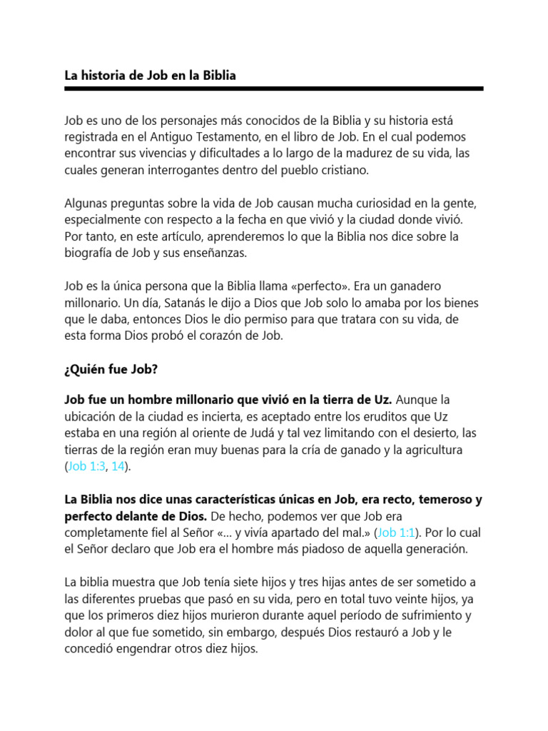 La Historia de Job en La Biblia | PDF | Libro de trabajo | Satán