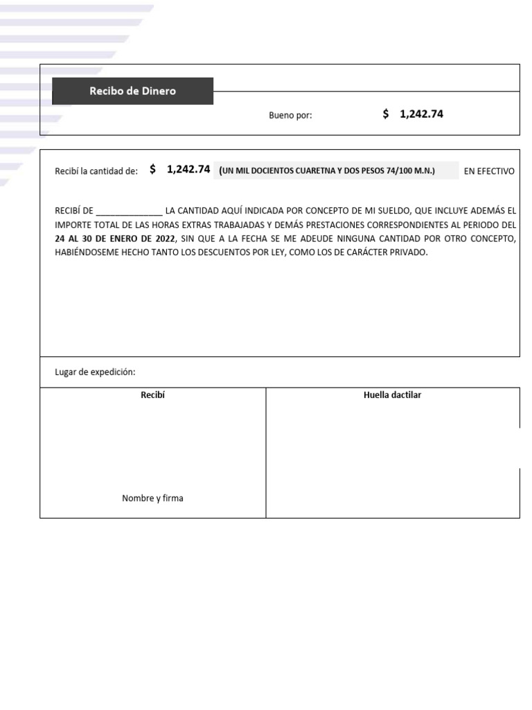 Recibo de Sueldo y Horas Extras Enero 2022 | PDF | Negocios | Derecho